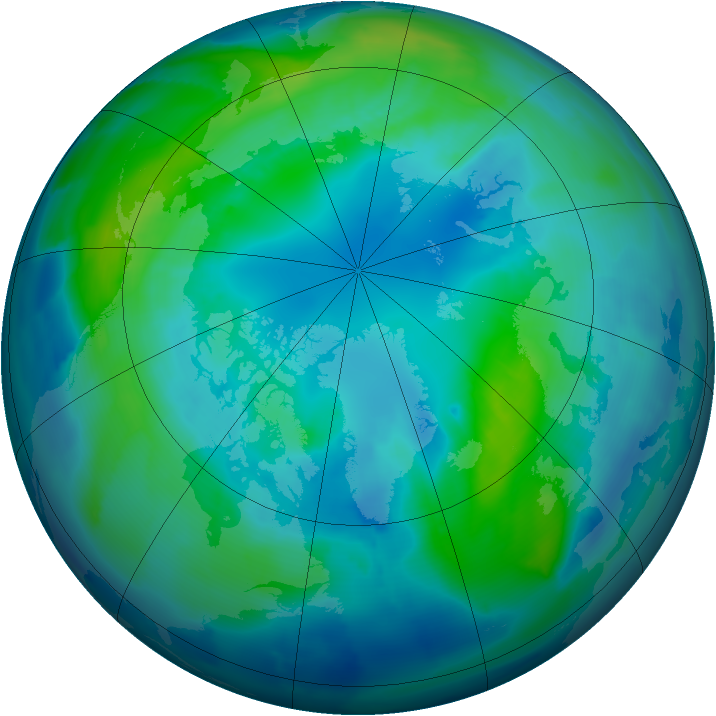 Arctic ozone map for 17 October 2012